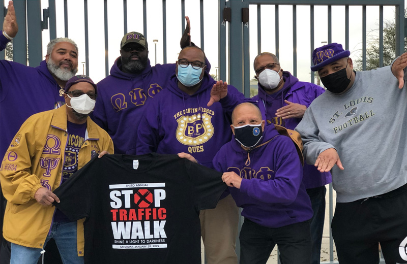 Xi Nu Nu brothers at the Stop Traffic Walk