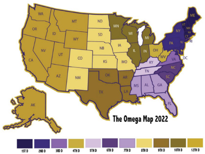 Omega Psi Phi district map from the chapter reclamation archive